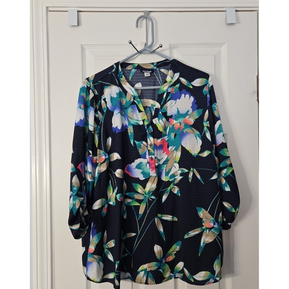 Basic Editions Womans Blouse Size XL 100% Polyester‎